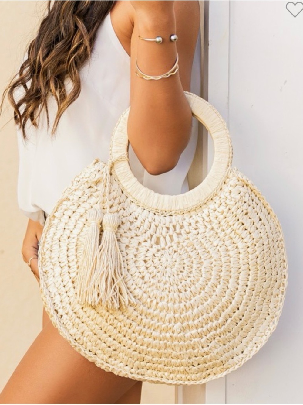 Straw Tassel O-Ring Tote